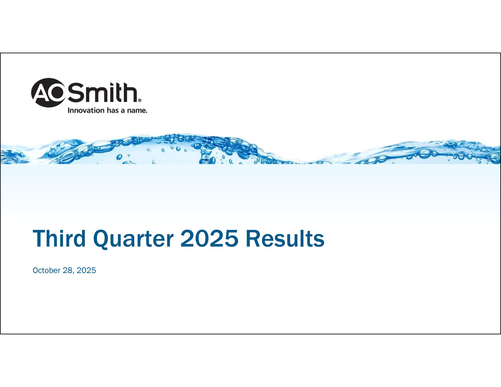 A. O. Smith's Q3 2025 Slide Deck