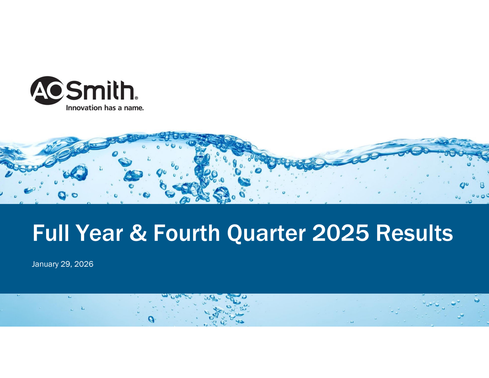 A. O. Smith's Q4 2025 Slide Deck