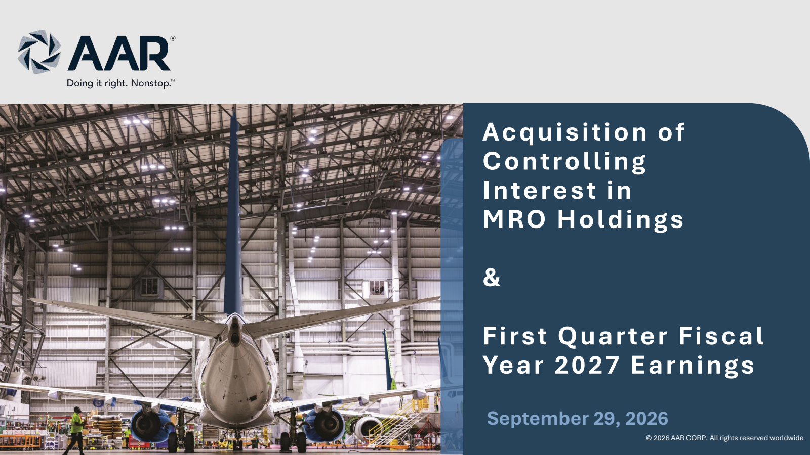 AAR's Q1 2027 & Acquisition Slide Deck