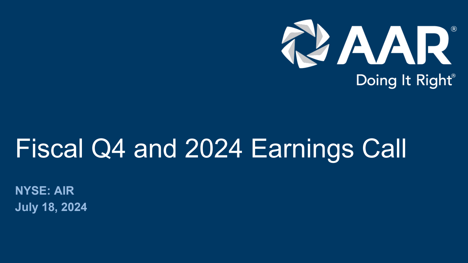 AAR's Q4 2024 Slide Deck