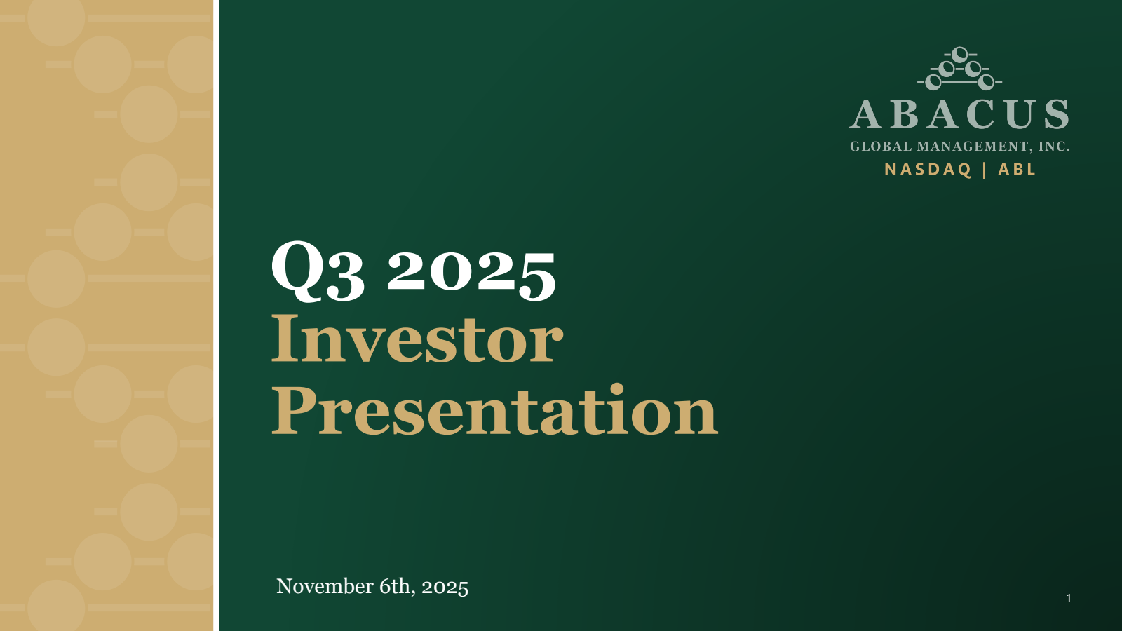 Abacus Life's Q3 2025 Slide Deck