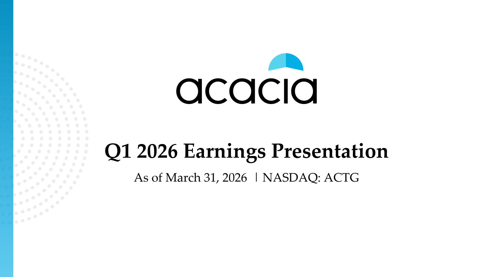 Acacia Research's Q1 2026 Slide Deck