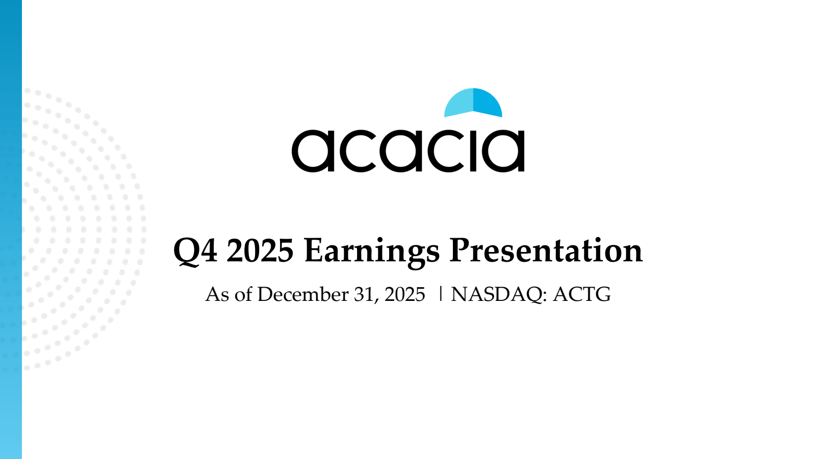 Acacia Research's Q4 2025 Slide Deck