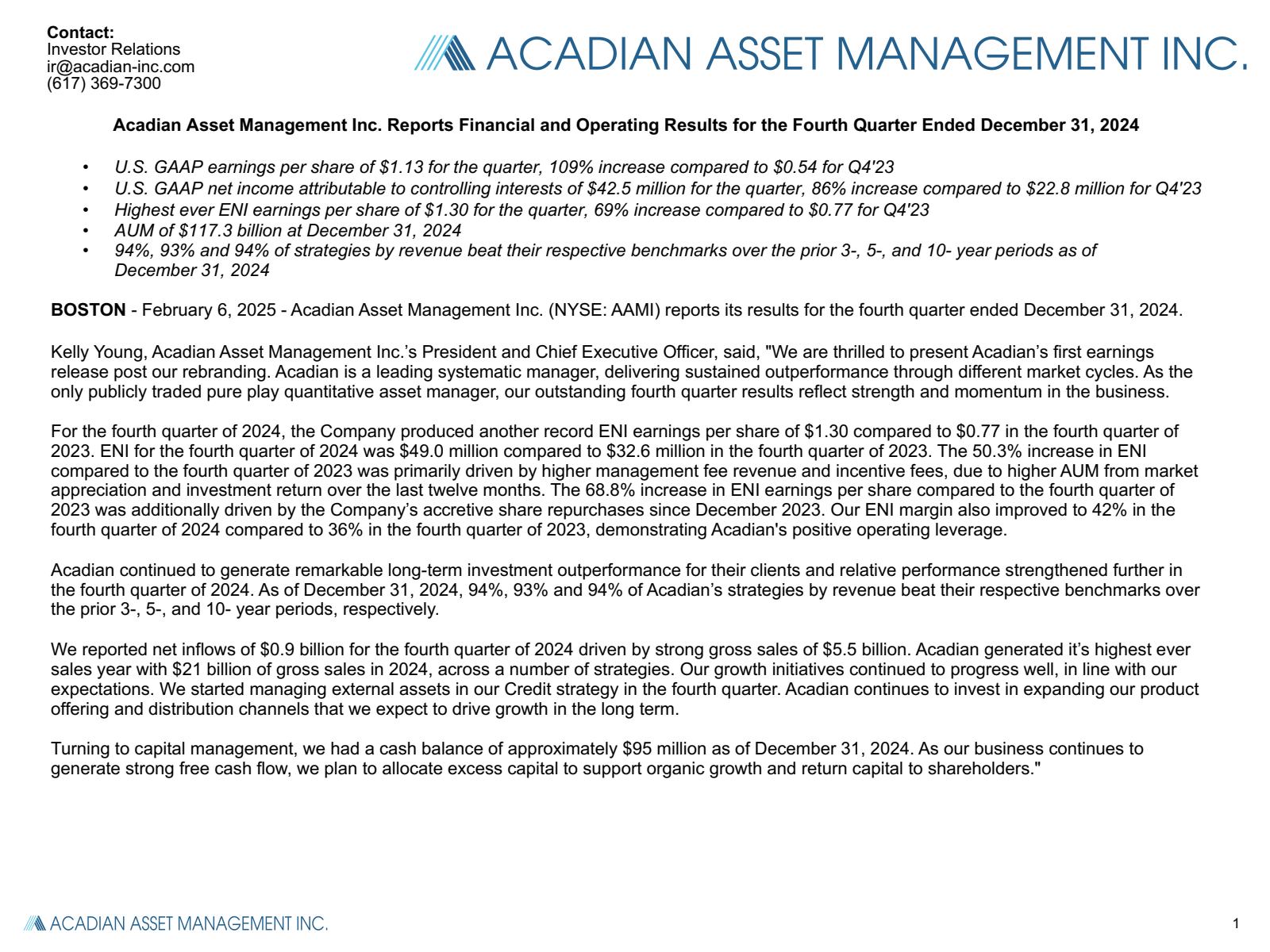 Acadian Asset Management's Q4 2024 Slide Deck