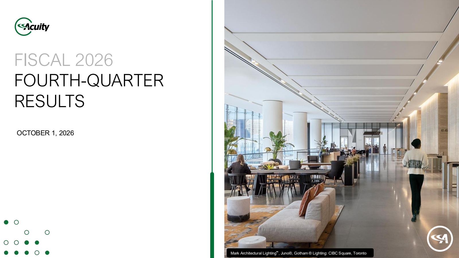 Acuity's Q4 2026 Slide Deck
