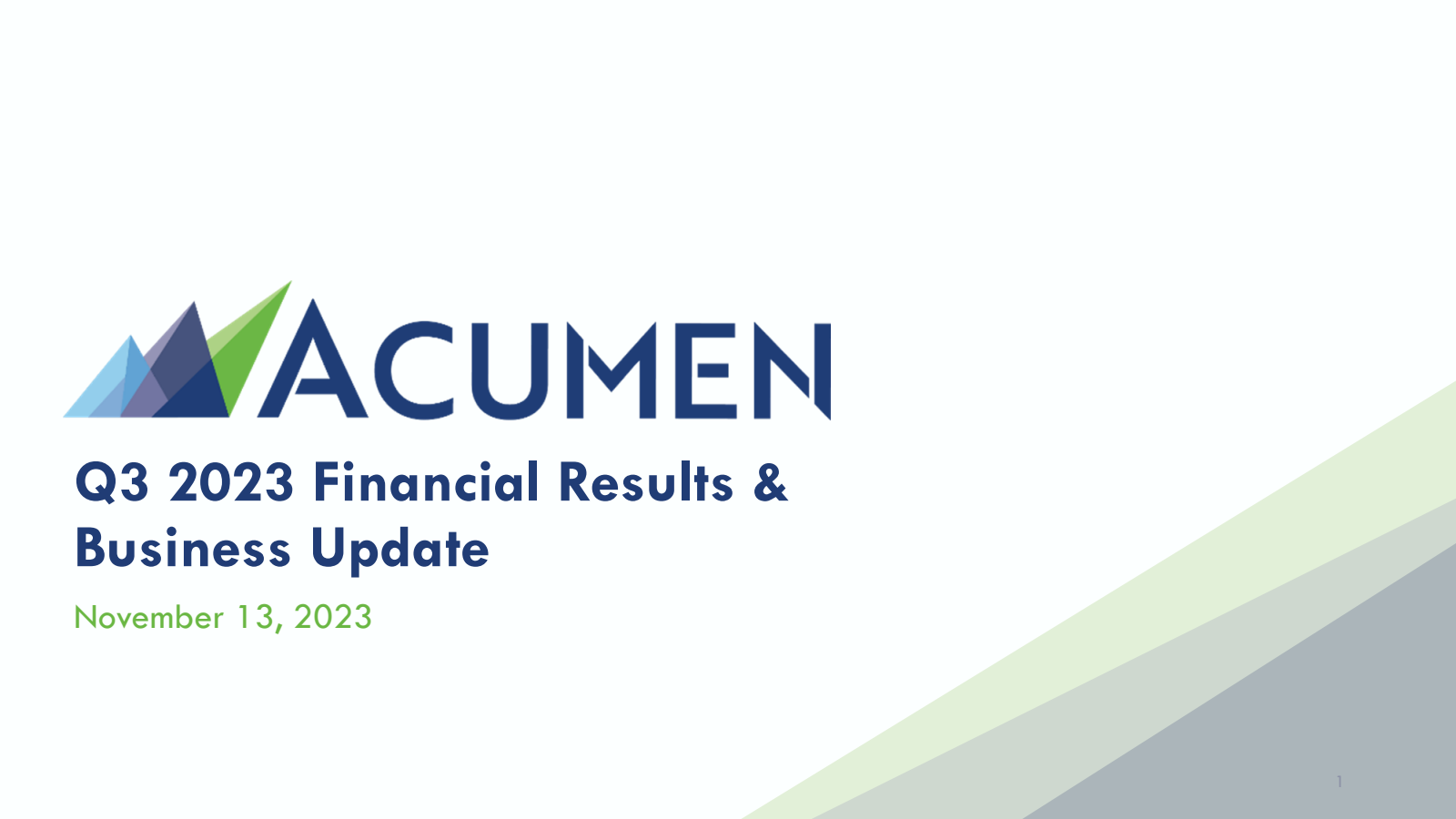 Acumen Pharmaceuticals' Q3 2023 Slide Deck
