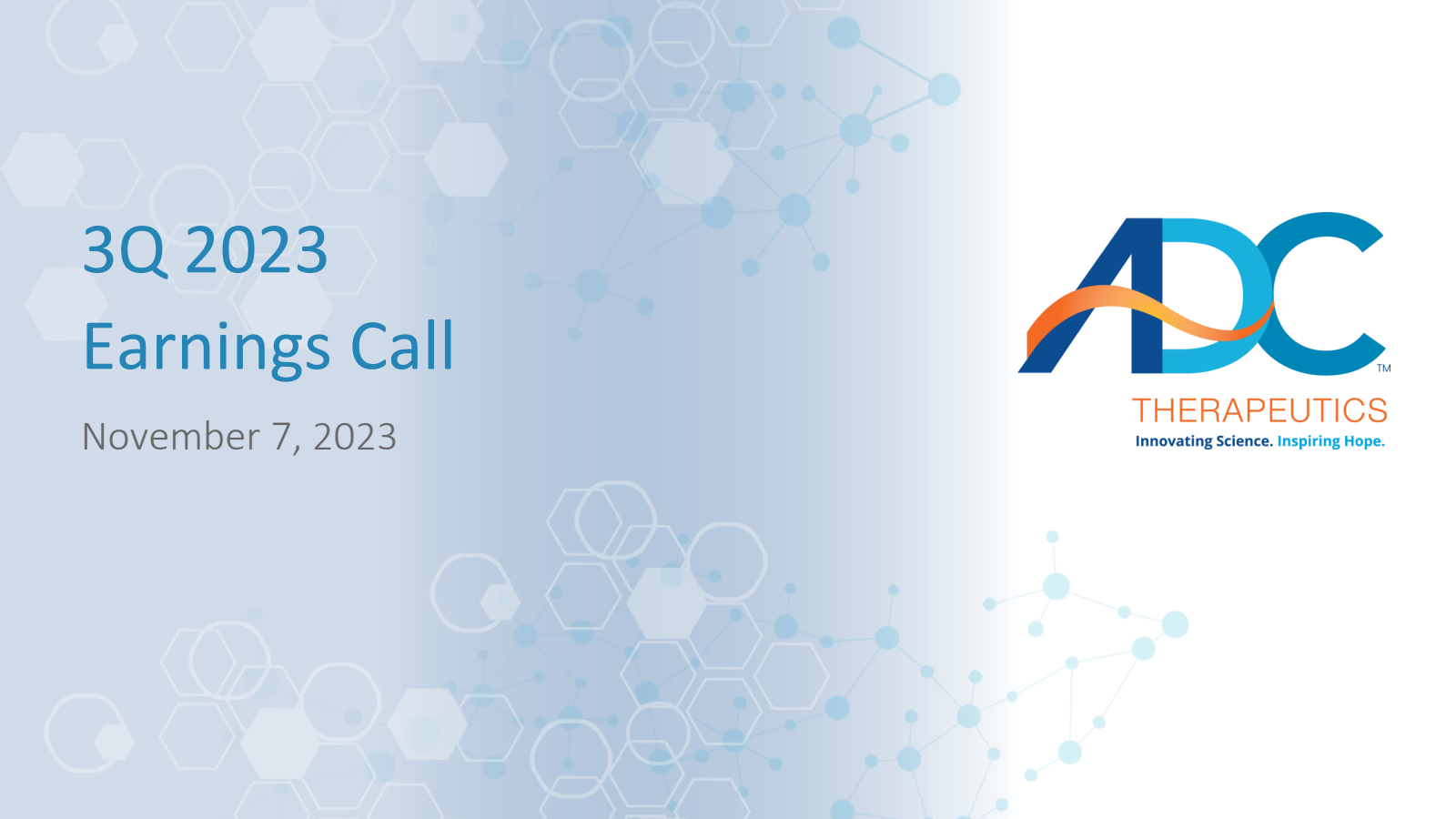 ADC Therapeutics' Q3 2023 Slide Deck