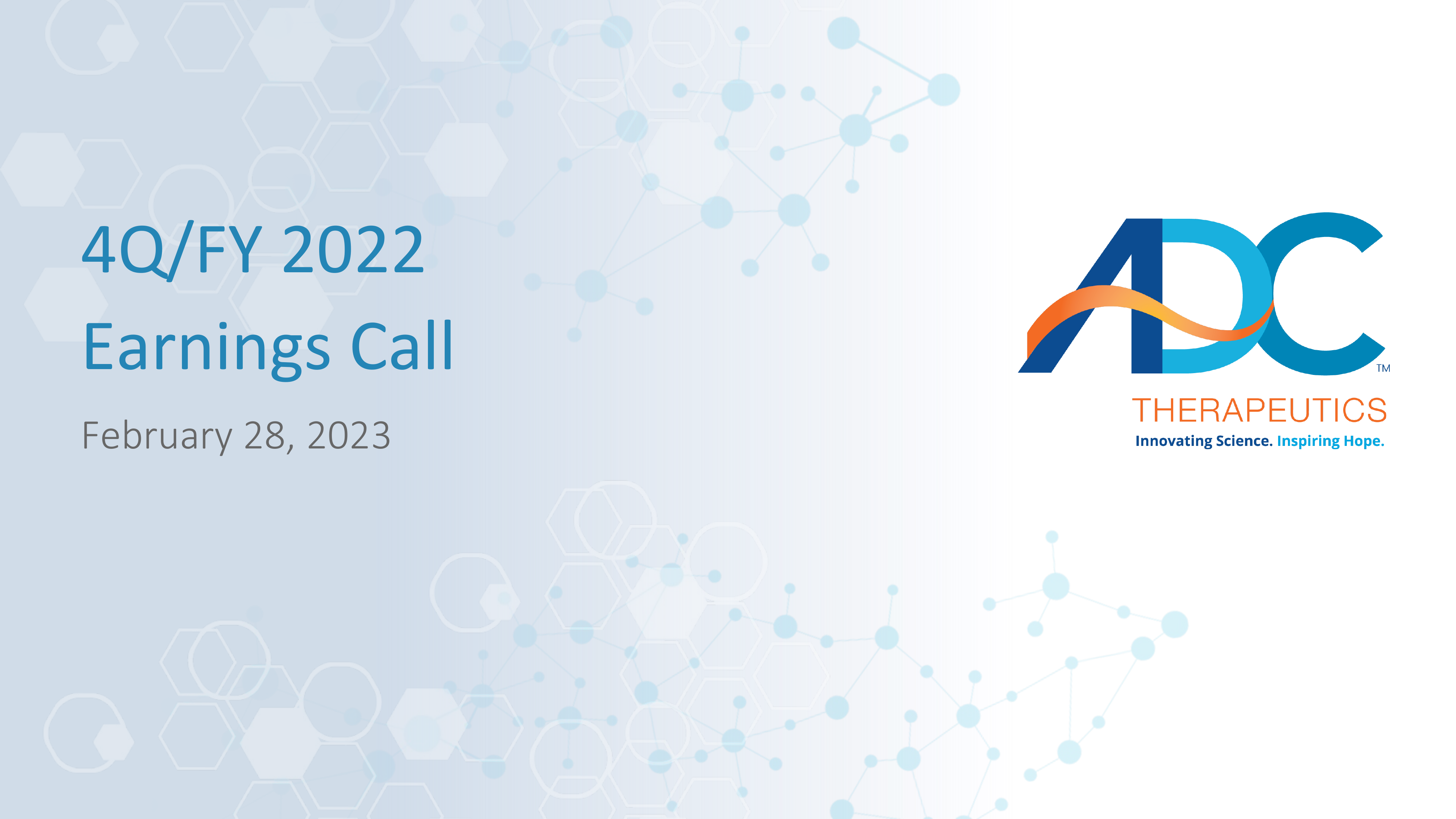 ADC Therapeutics' Q4 2022 Slide Deck