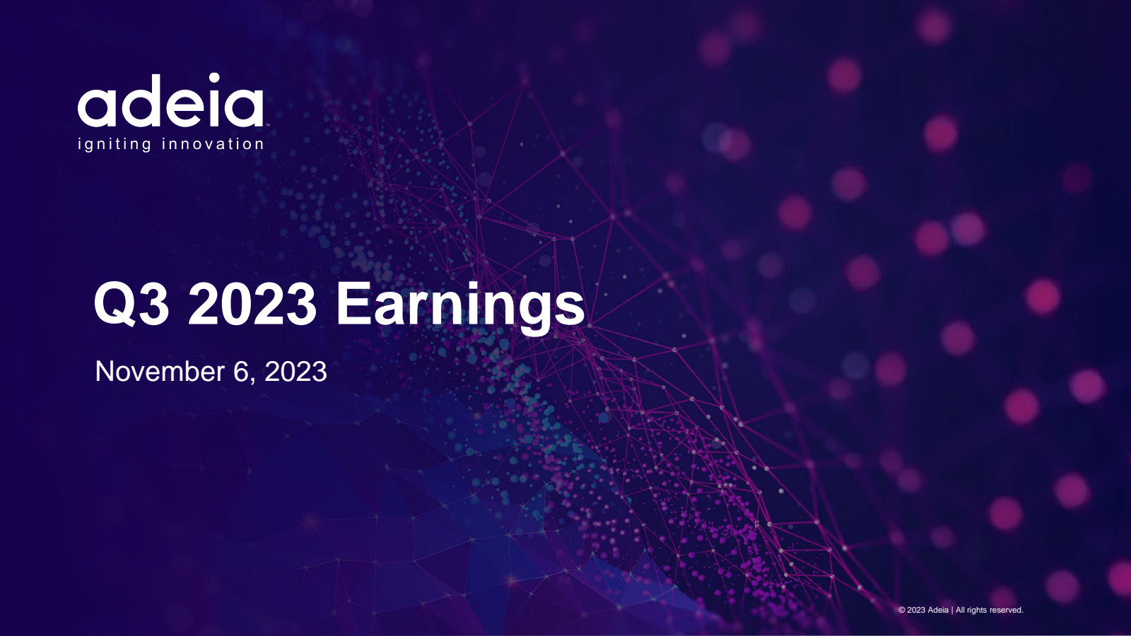 Adeia's Q3 2023 Slide Deck