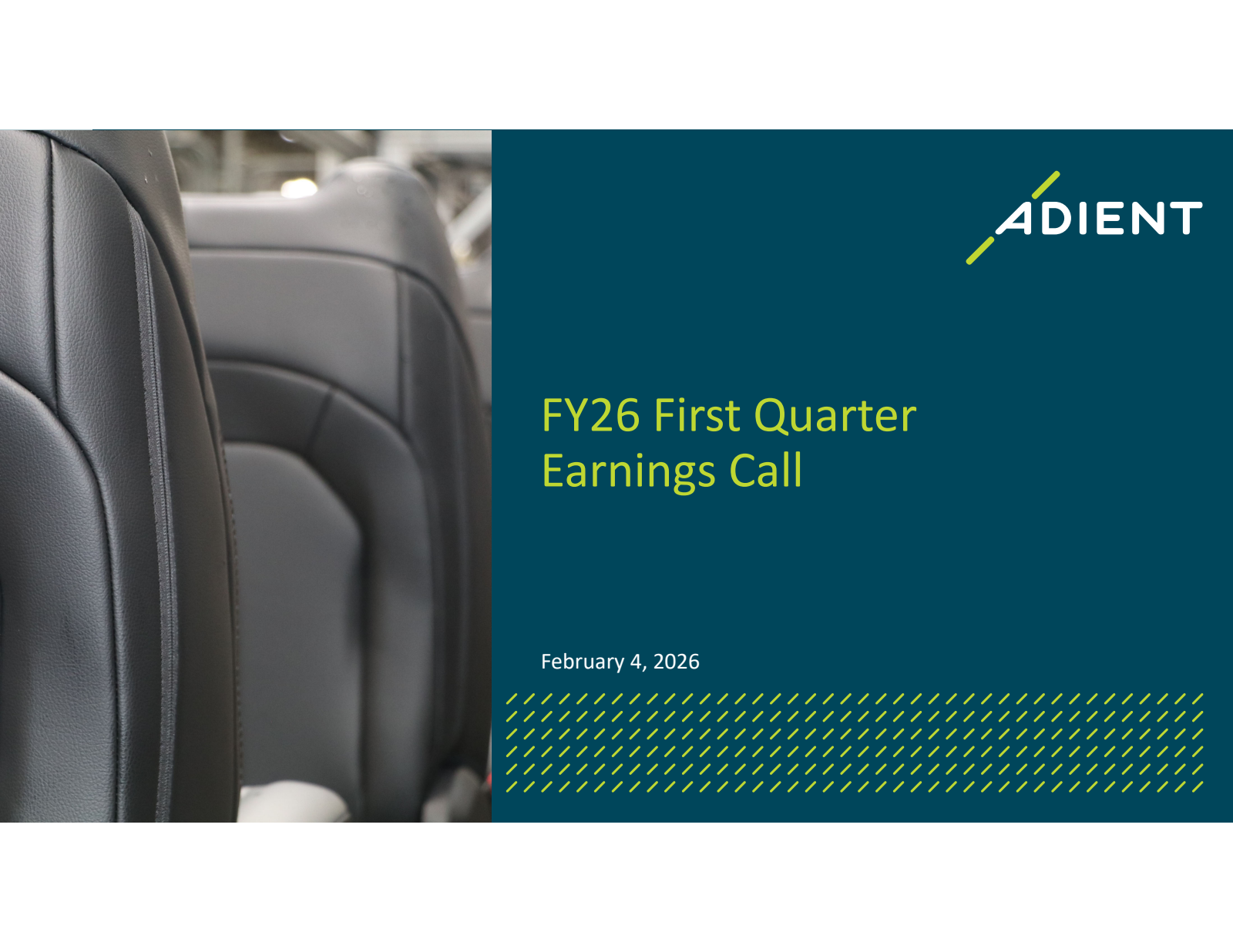 Adient's Q1 2026 Slide Deck