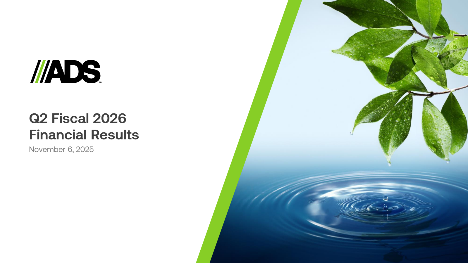 Advanced Drainage Systems' Q2 2026 Slide Deck