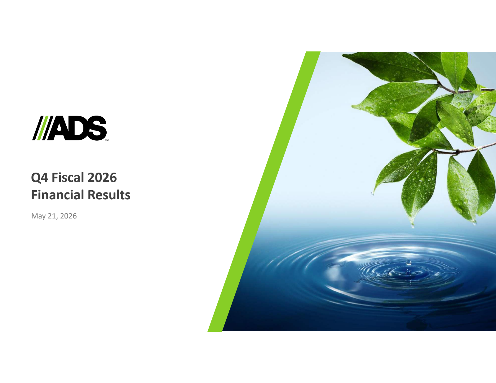 Advanced Drainage Systems' Q4 2026 Slide Deck