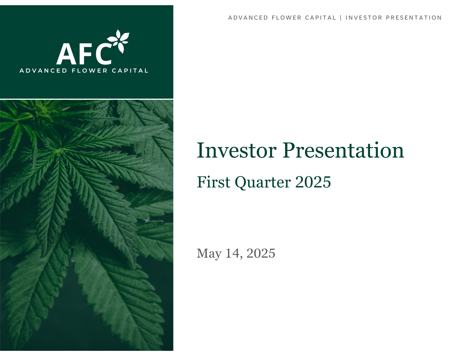 AFCG Q1 2025 Earnings Report on 5/14/2025