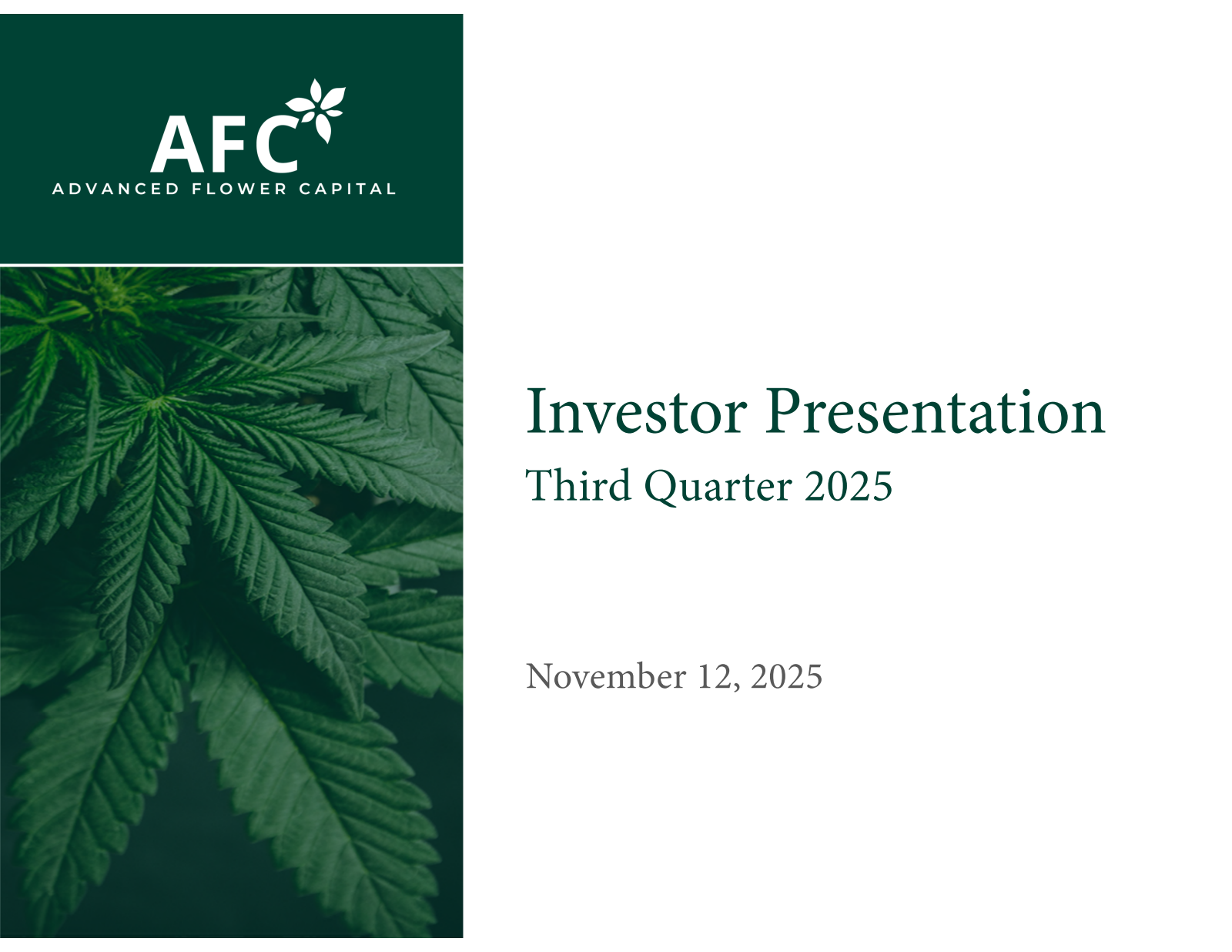 AFC Gamma's Q3 2025 Slide Deck
