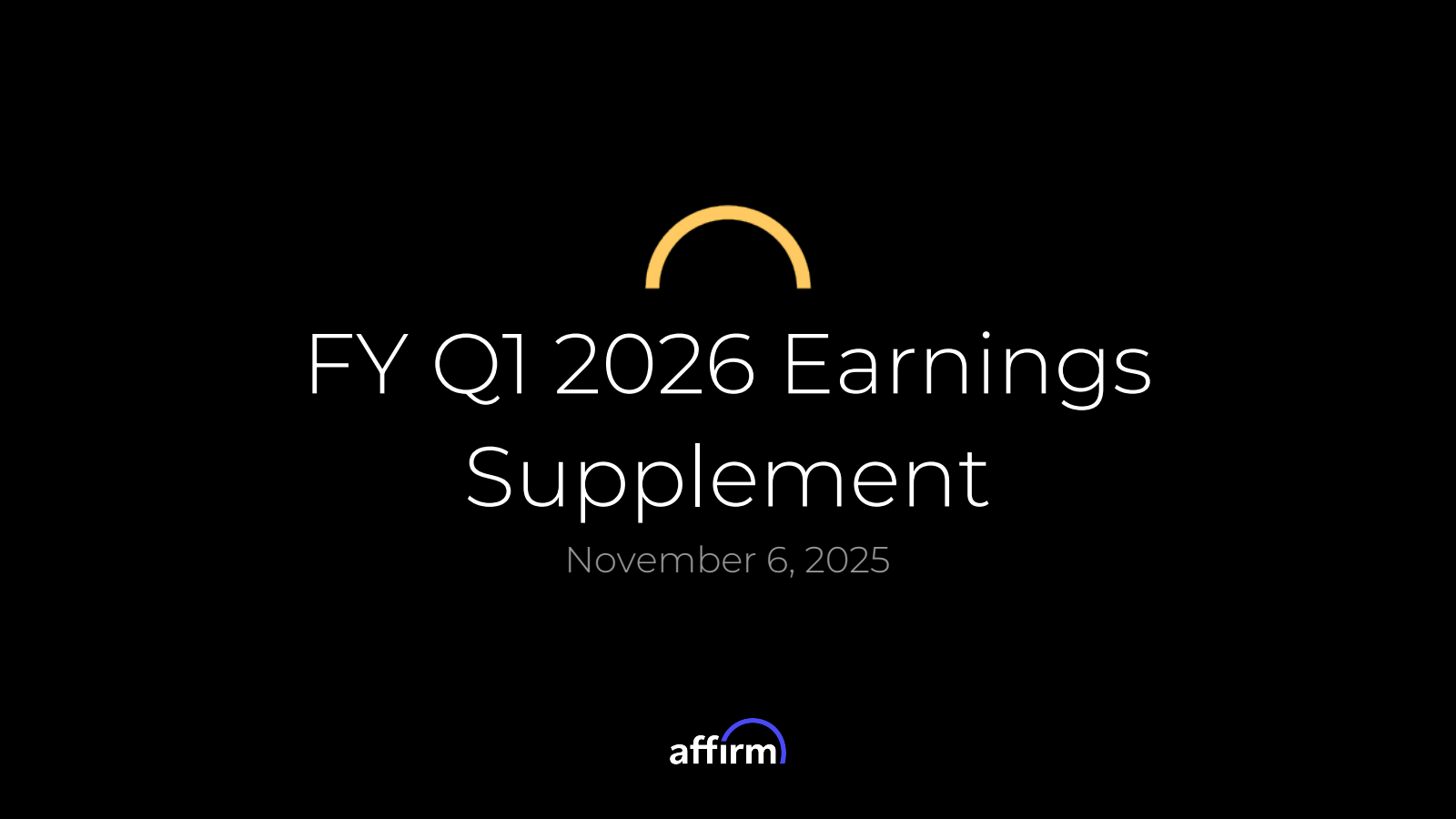 Affirm's Q1 2026 Slide Deck