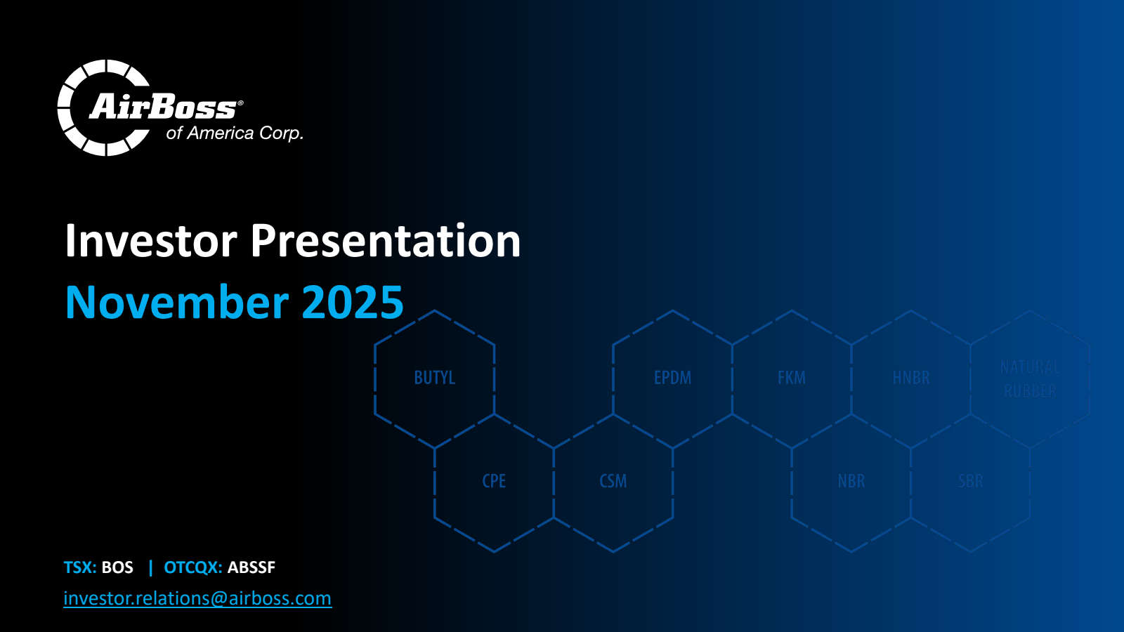 AirBoss of America's Q3 2025 Slide Deck