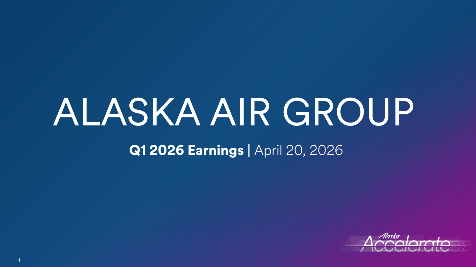 Alaska Air Group's Q1 2026 Slide Deck