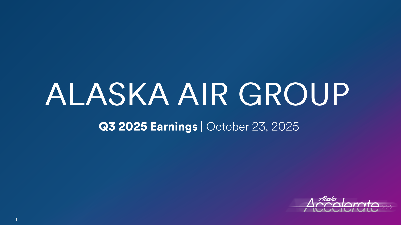 Alaska Air Group's Q3 2025 Slide Deck