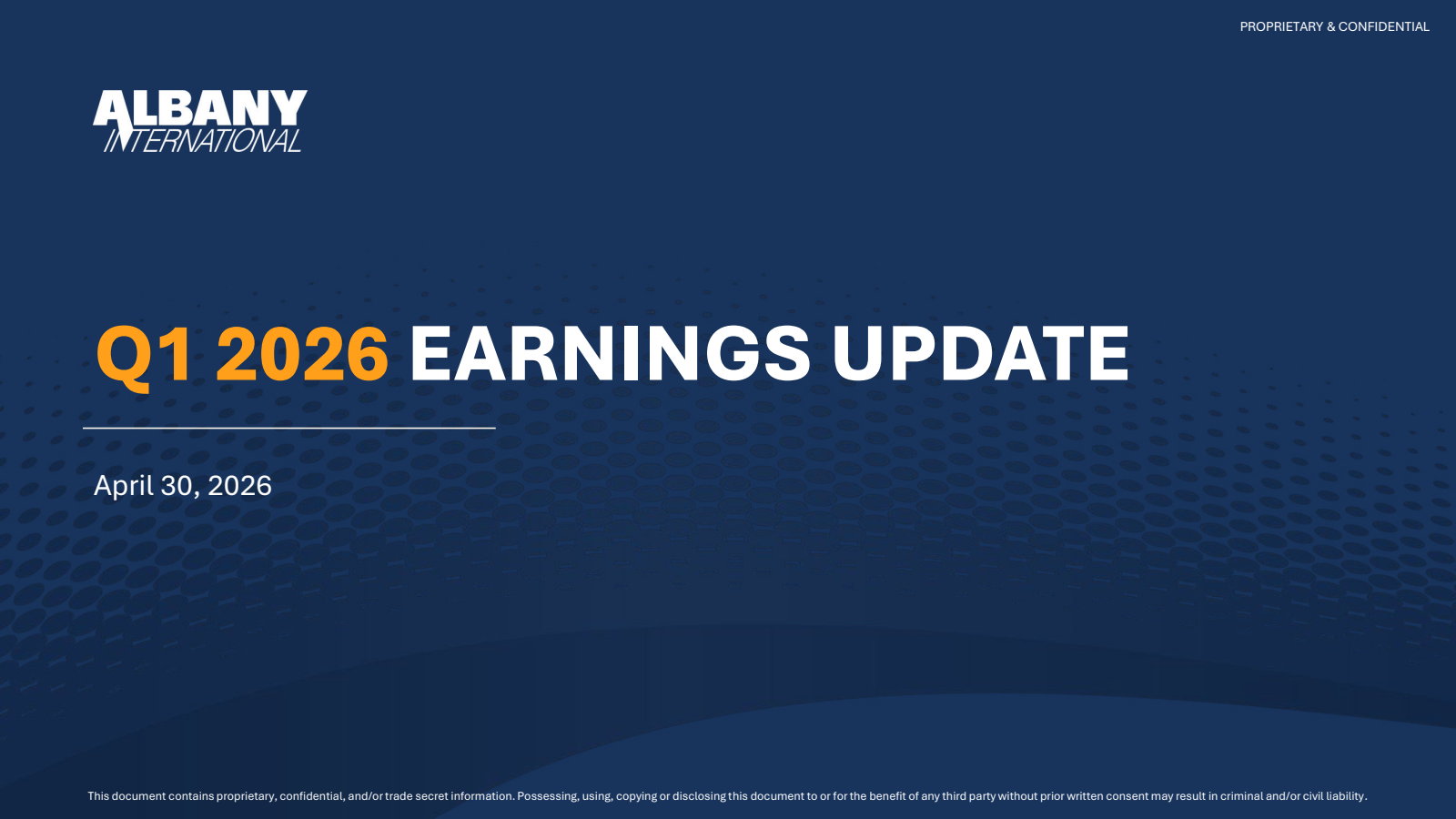 Albany International's Q1 2026 Slide Deck