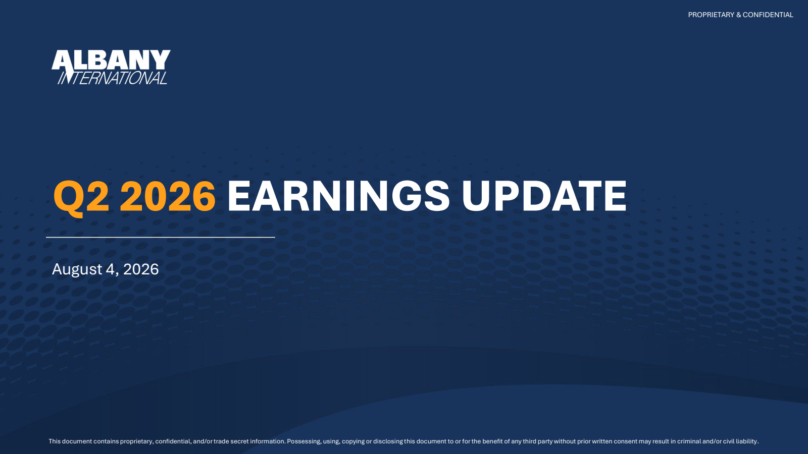 Albany International's Q2 2026 Slide Deck