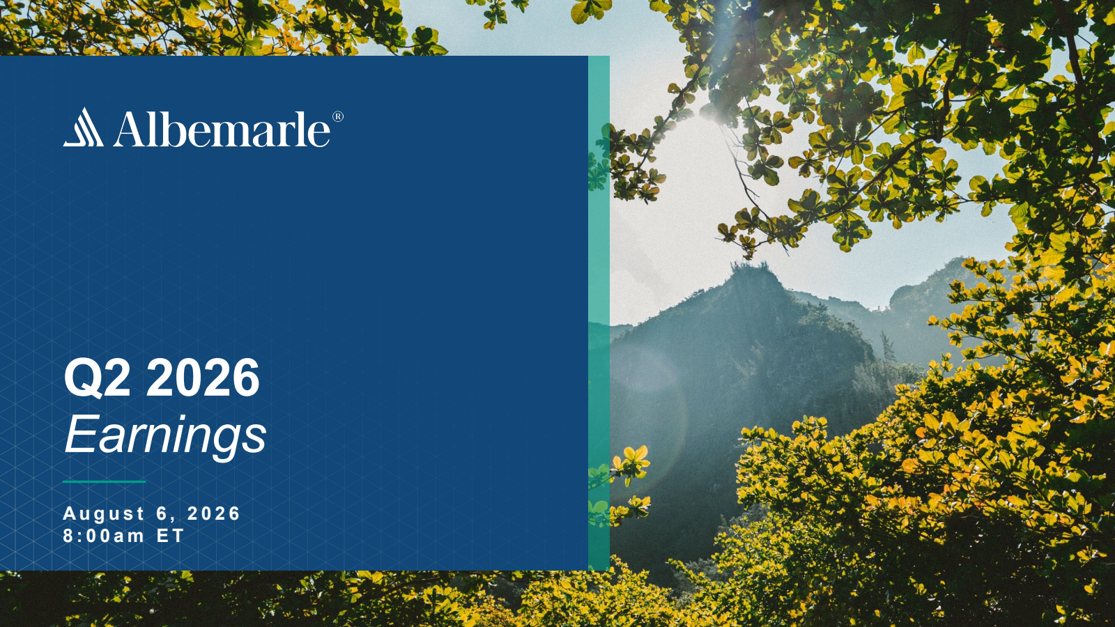Albemarle's Q2 2026 Slide Deck