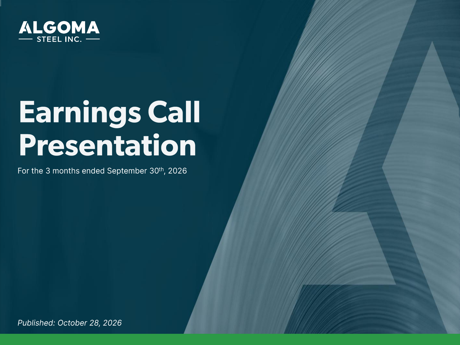 Algoma Steel Group's Q3 2026 Slide Deck