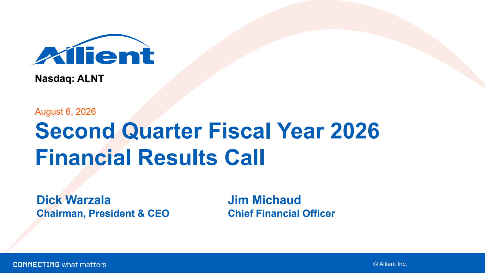 Allient's Q2 2026 Slide Deck
