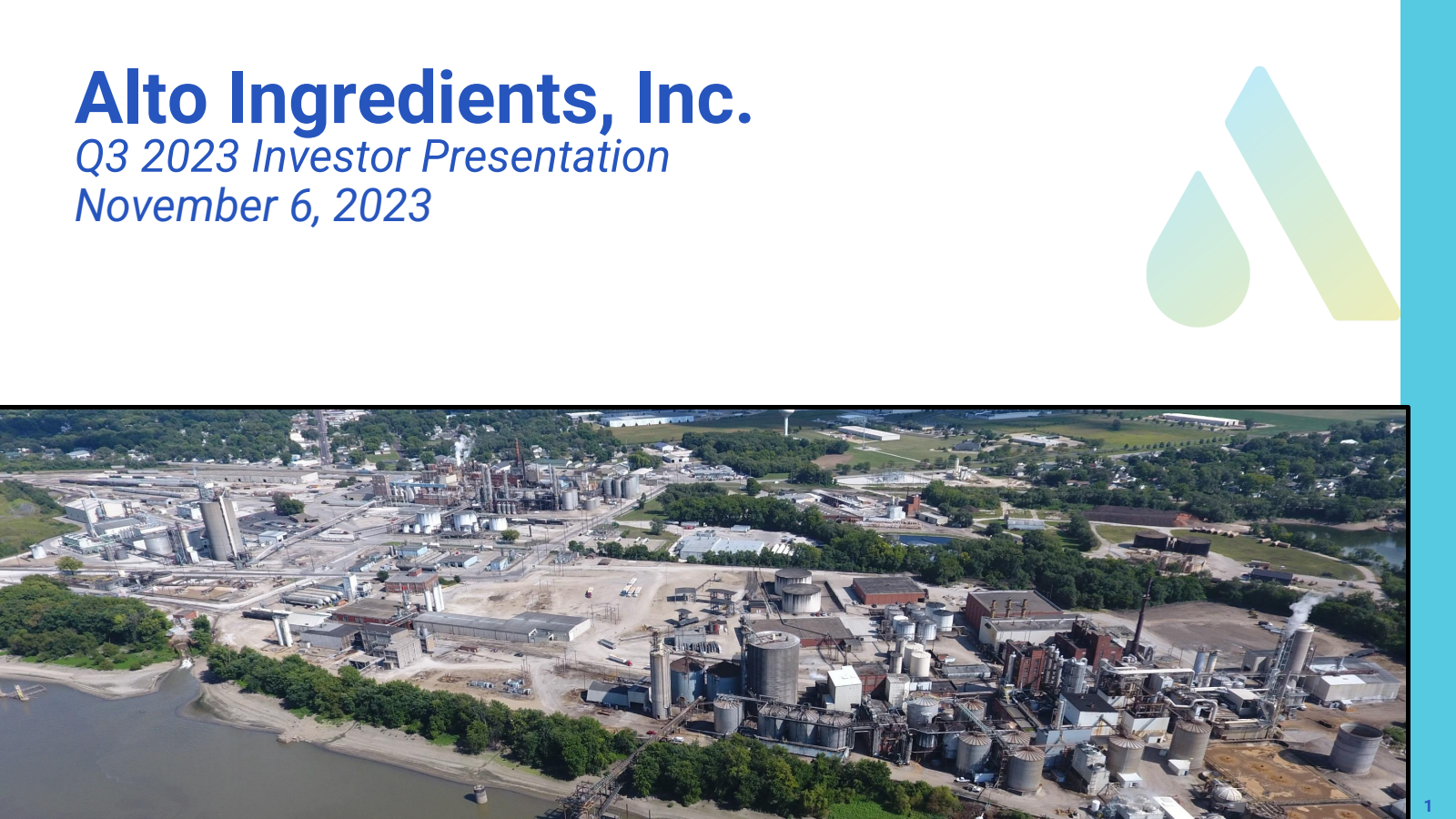 Alto Ingredients' Q3 2023 Slide Deck