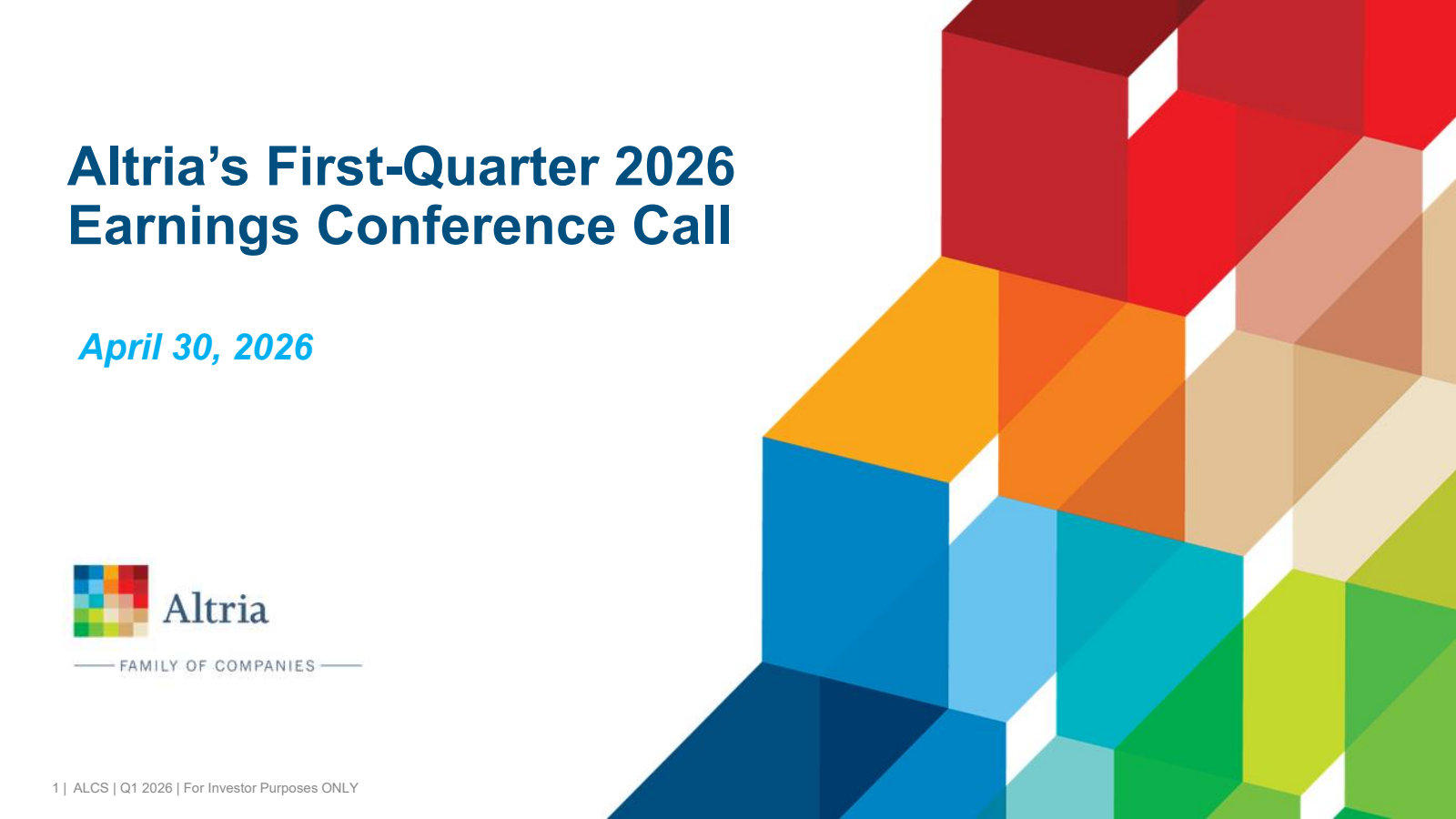 Altria Group's Q1 2026 Slide Deck
