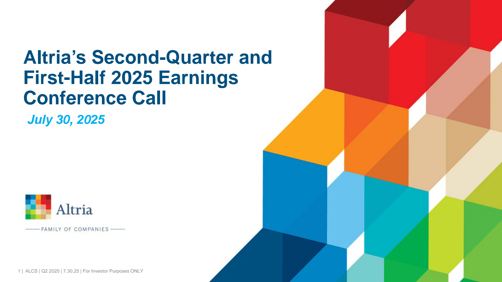 Altria Group's Q2 2025 Slide Deck
