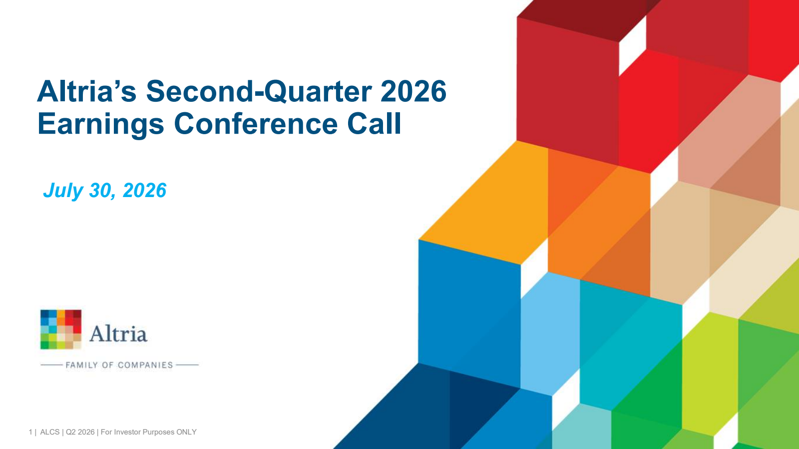 Altria Group's Q2 2026 Slide Deck