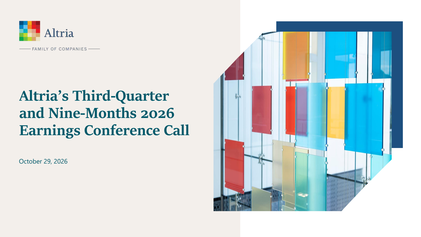 Altria Group's Q3 2026 Slide Deck