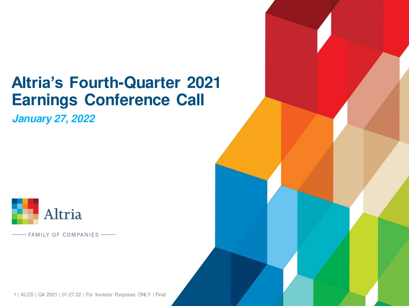Altria Group's Q4 2021 Slide Deck