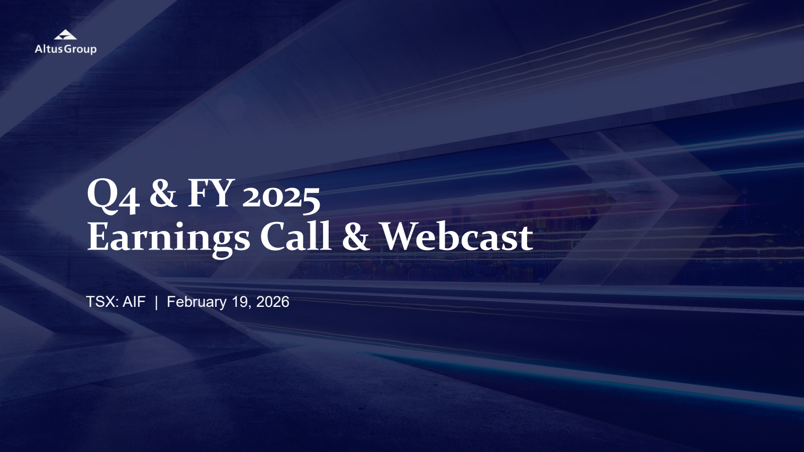 Altus Group's Q4 2025 Slide Deck