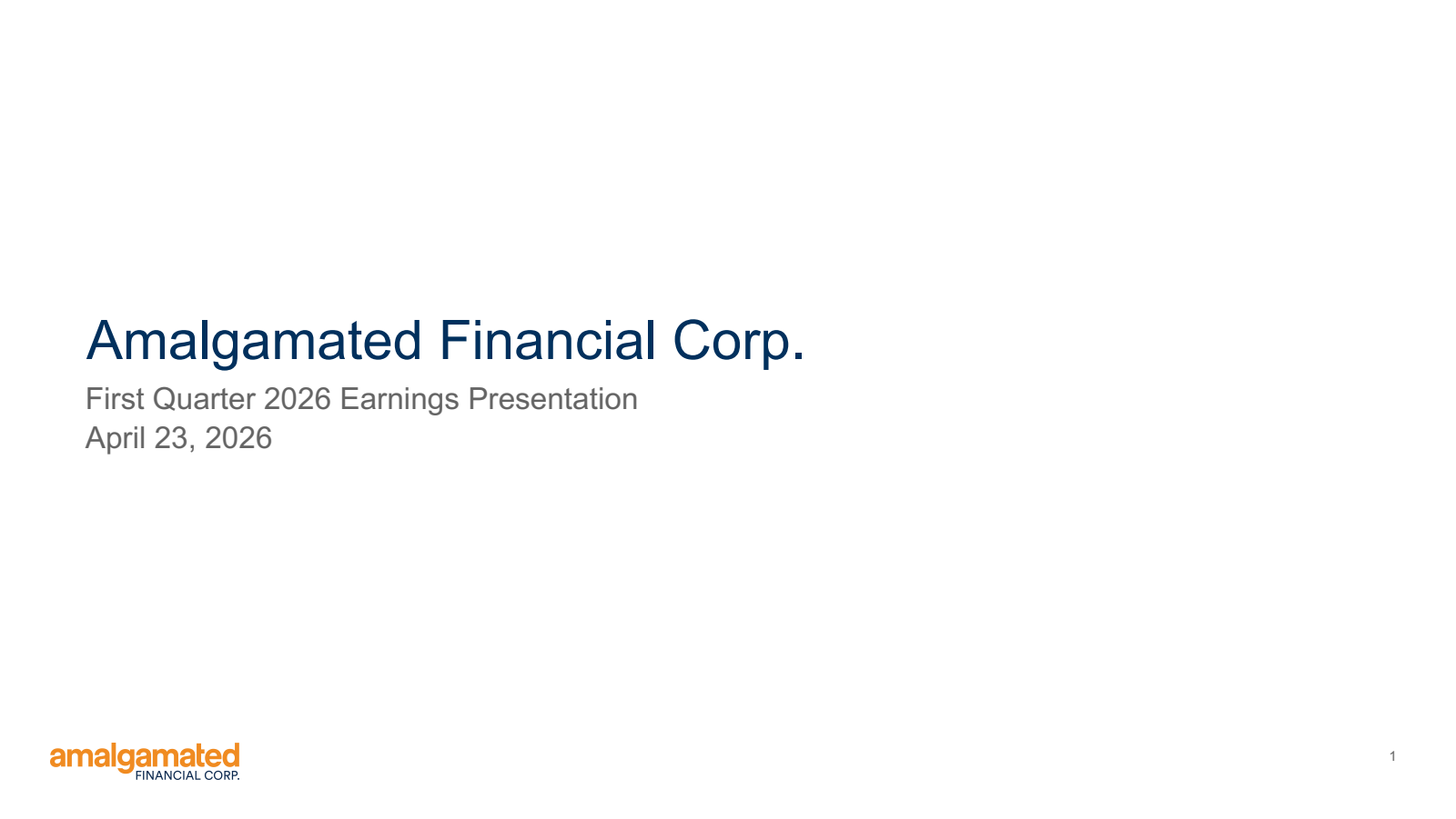 Amalgamated Financial's Q1 2026 Slide Deck