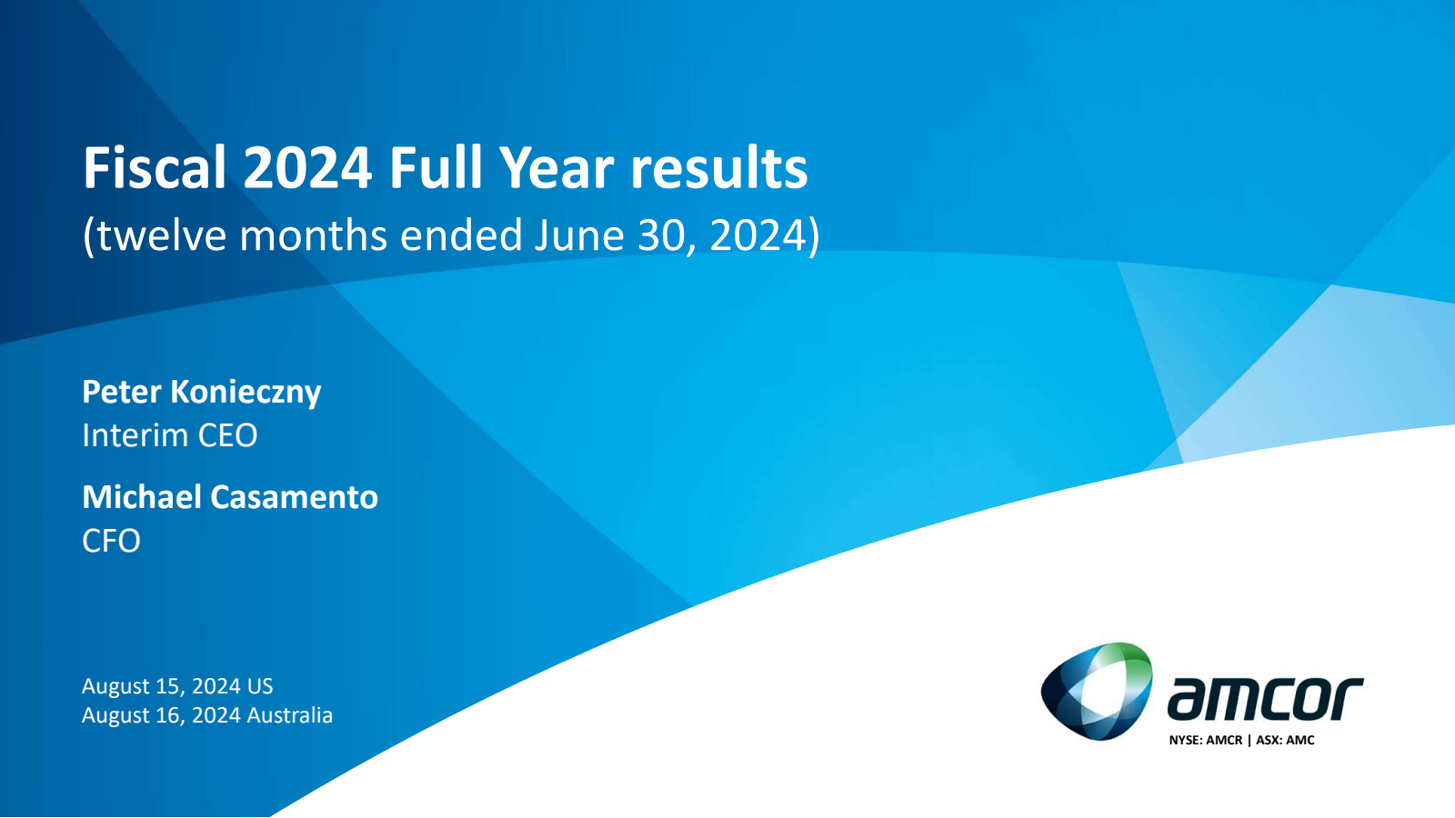 Amcor's Q4 2024 Slide Deck