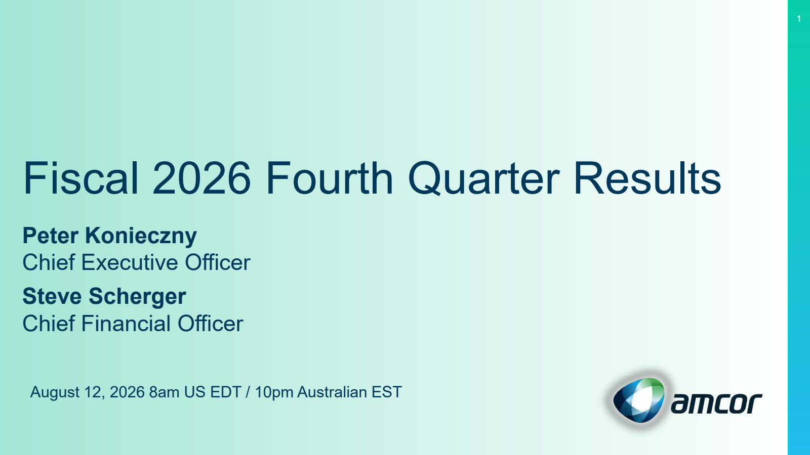 Amcor's Q4 2026 Slide Deck
