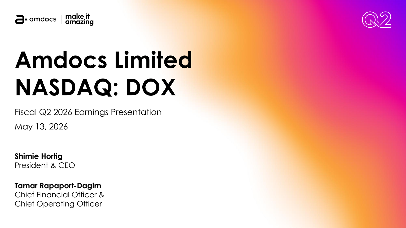 Amdocs' Q2 2026 Slide Deck