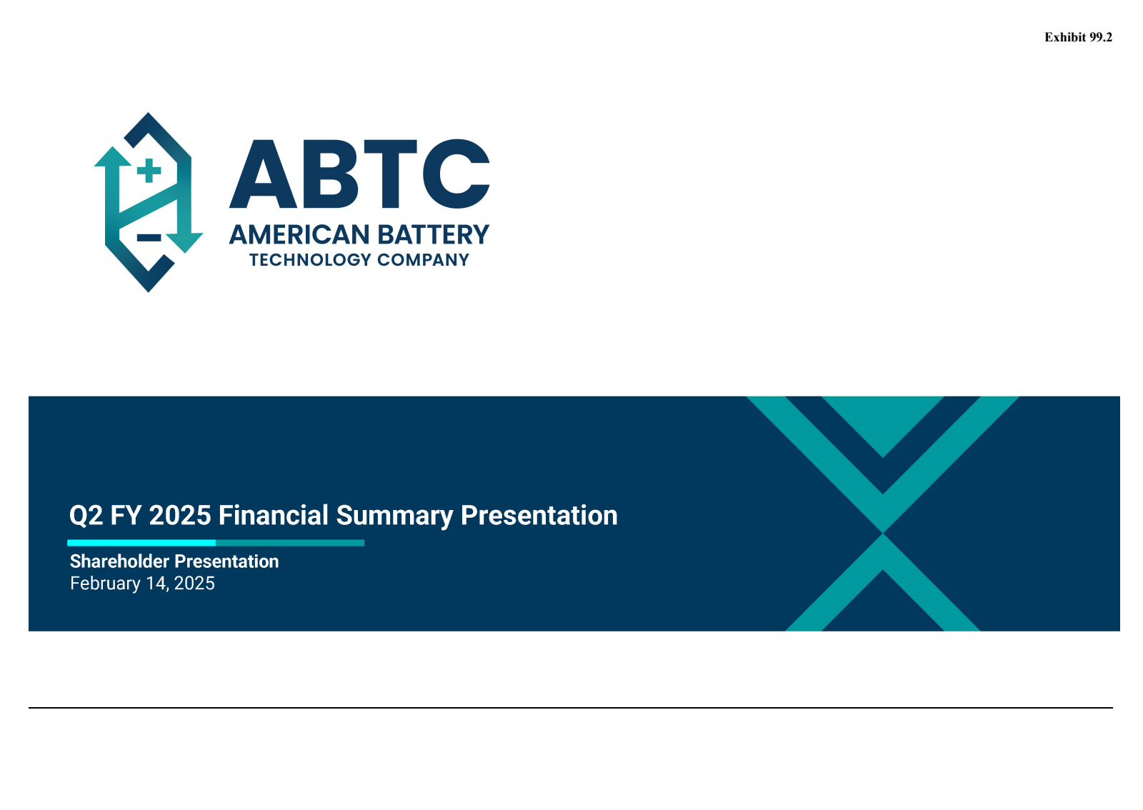 American Battery Technology's Q2 2025 Slide Deck