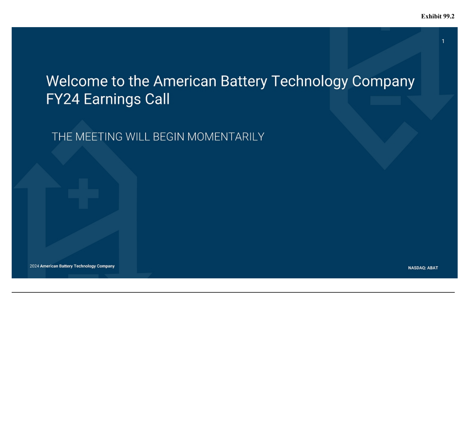 American Battery Technology's Q4 2024 Slide Deck