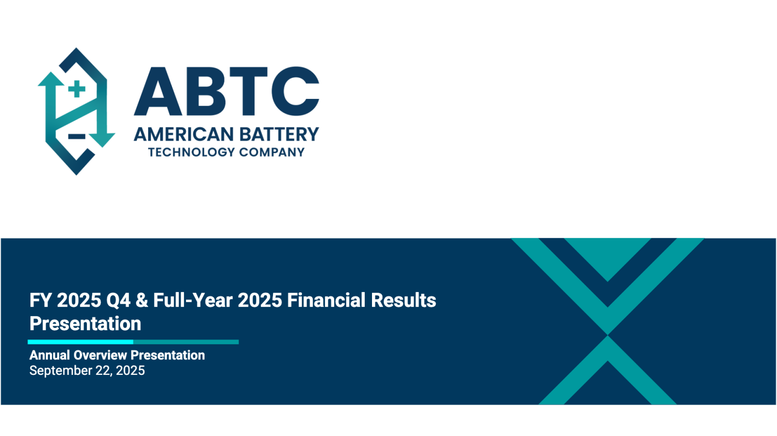 American Battery Technology's Q4 2025 Slide Deck