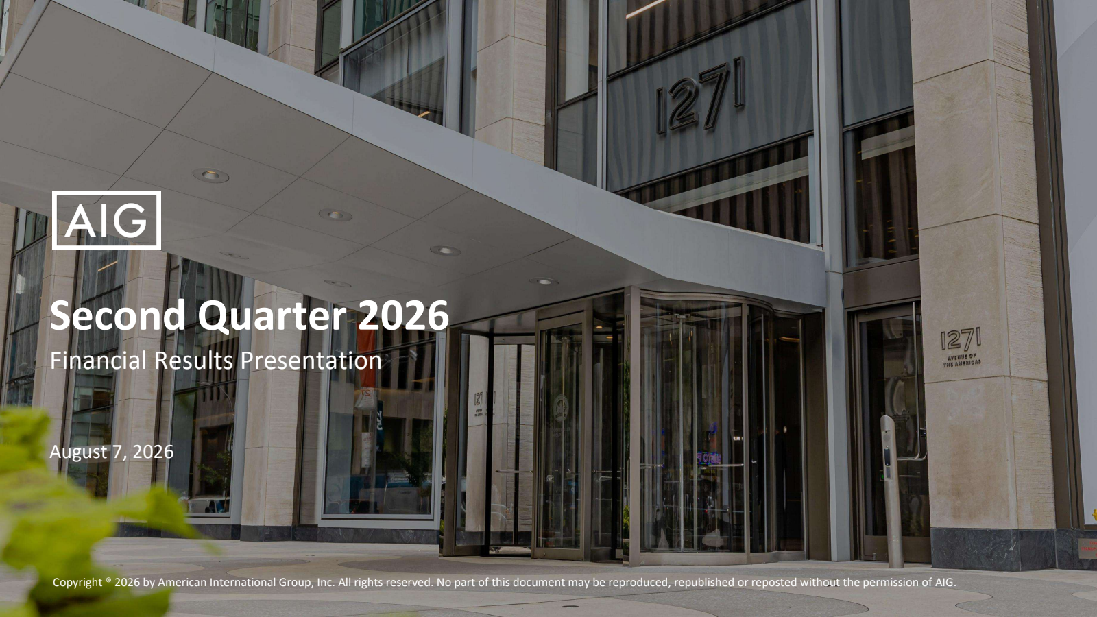 American International Group's Q2 2026 Slide Deck