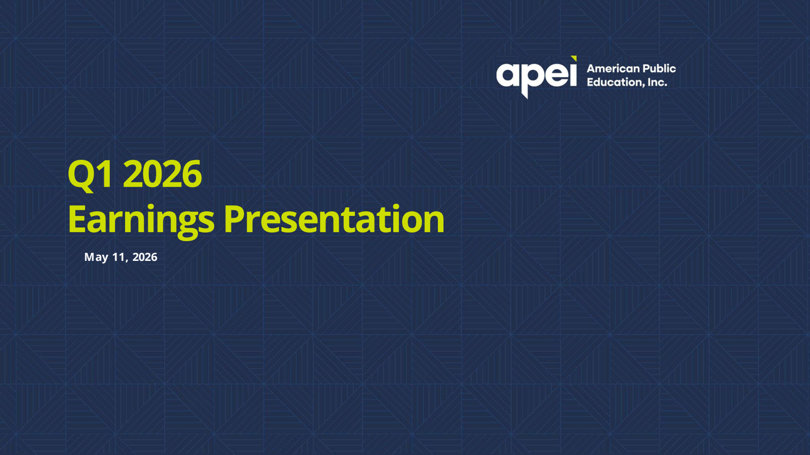 American Public Education's Q1 2026 Slide Deck