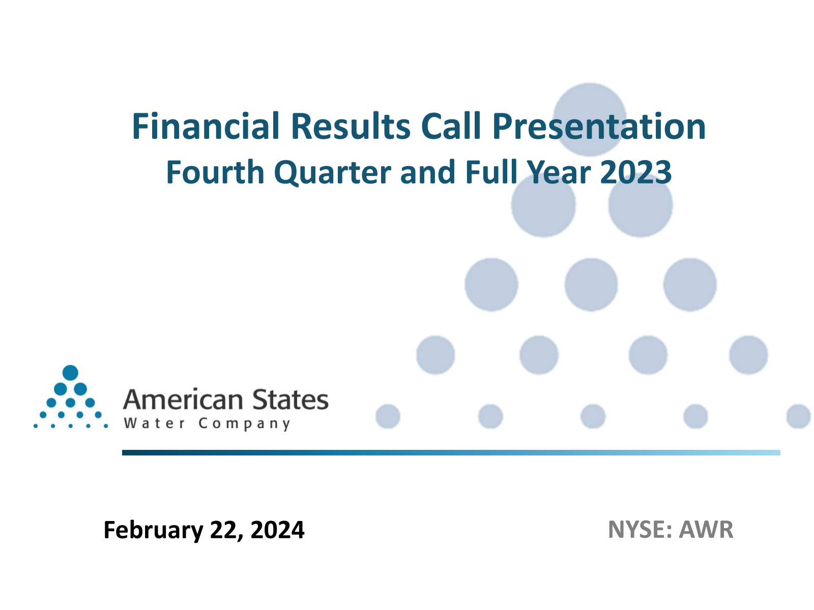 American States Water's Q4 2023 Slide Deck
