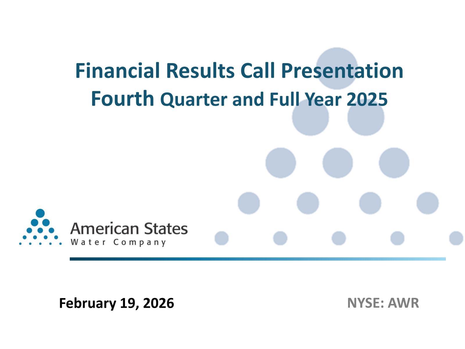 American States Water's Q4 2025 Slide Deck