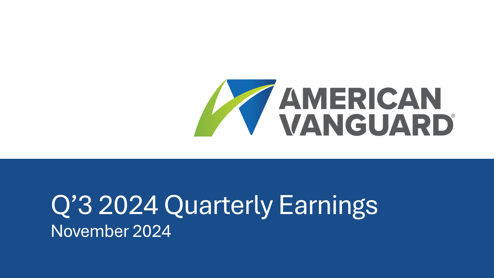 American Vanguard's Q3 2024 Slide Deck