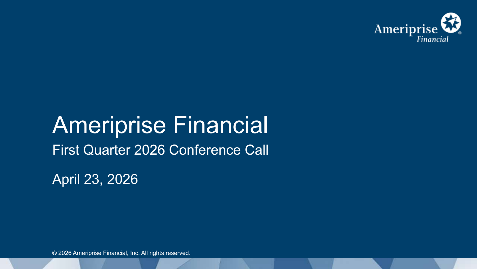 Ameriprise Financial's Q1 2026 Slide Deck