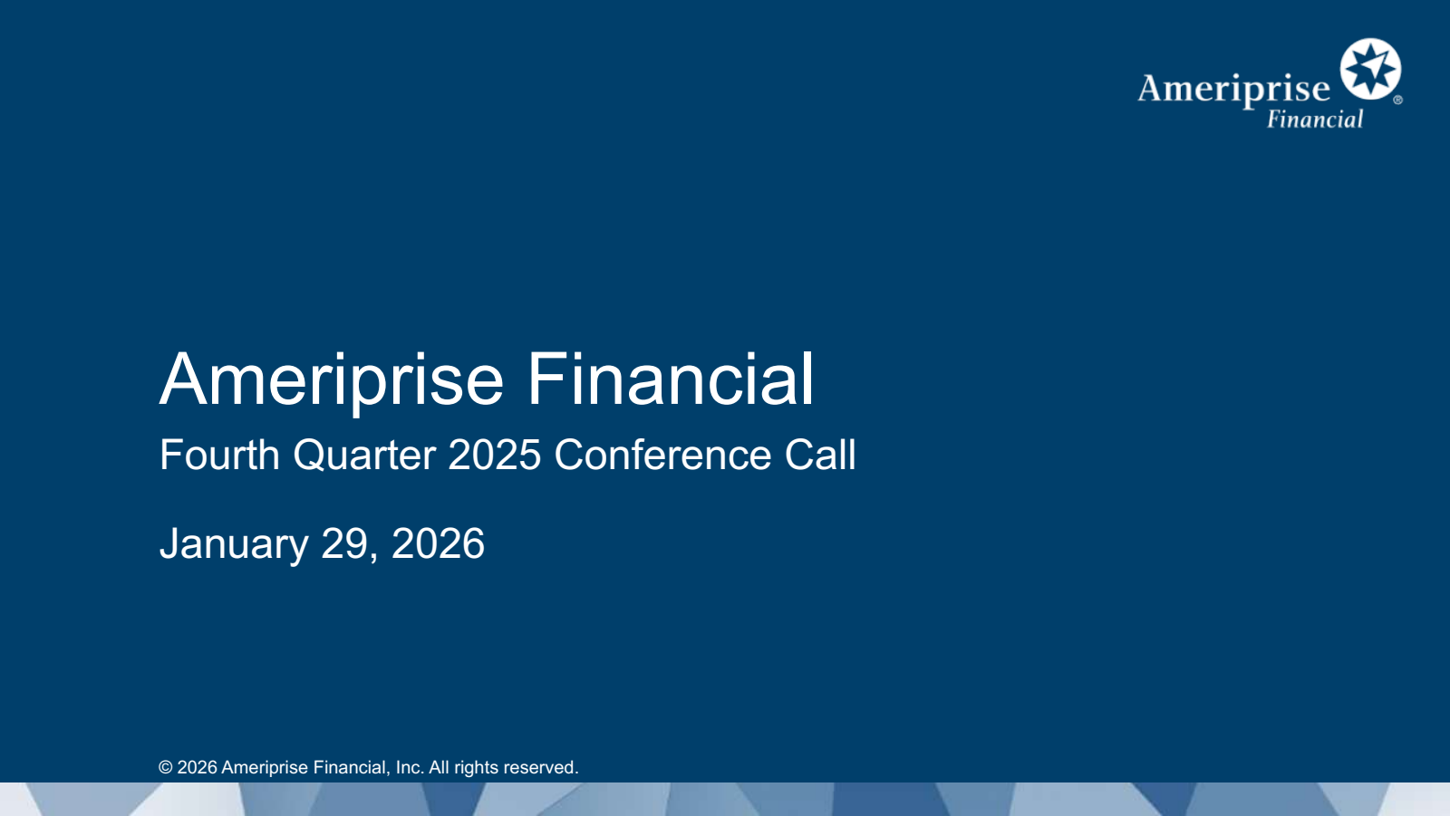 Ameriprise Financial's Q4 2025 Slide Deck