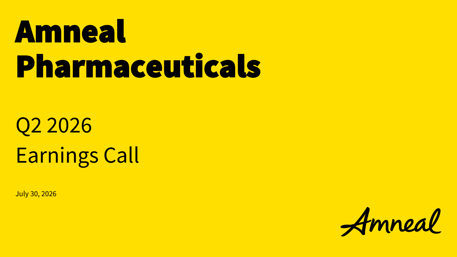 Amneal Pharmaceuticals' Q2 2026 Slide Deck