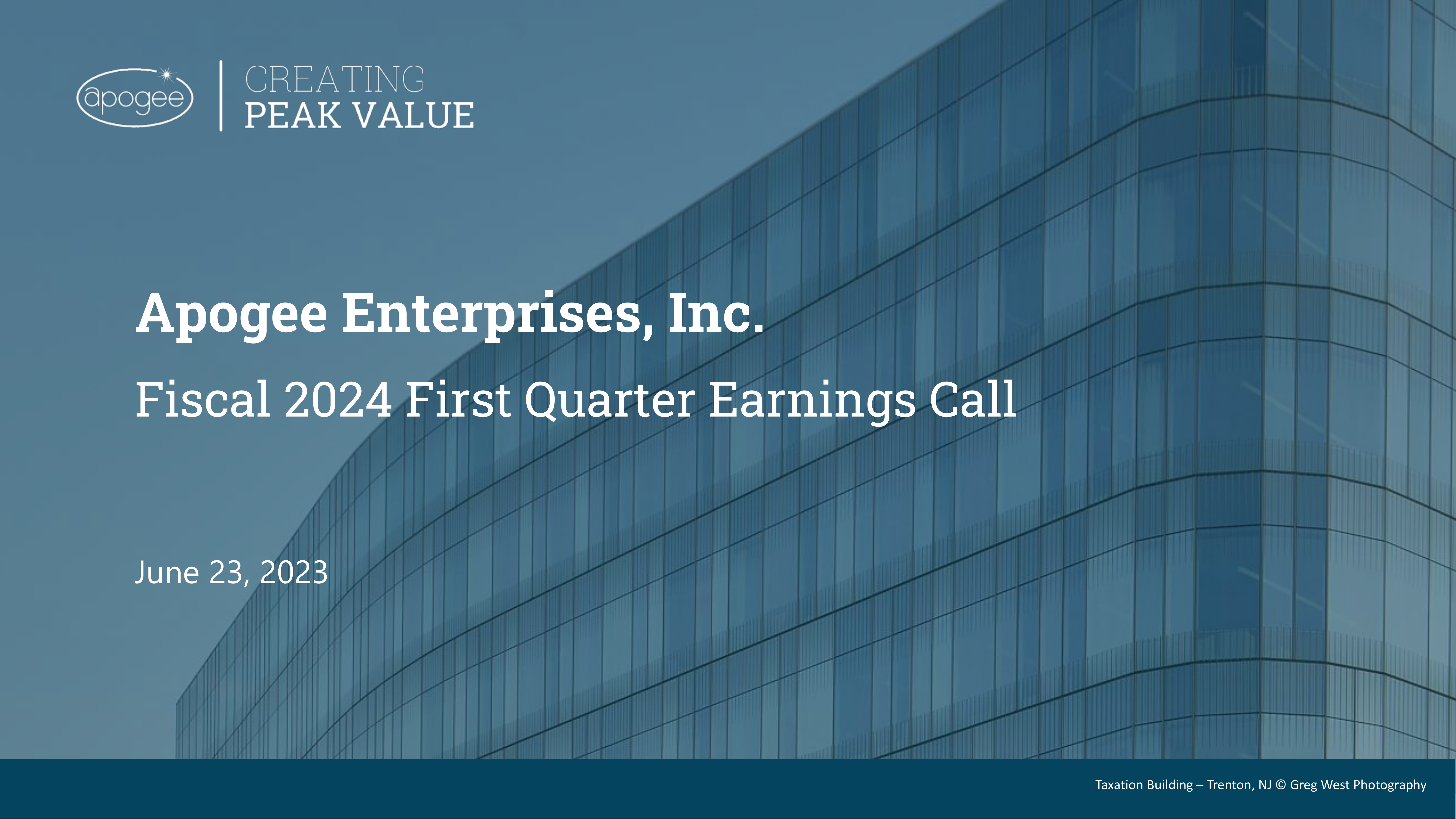 Apogee Enterprises' Q1 2024 Slide Deck